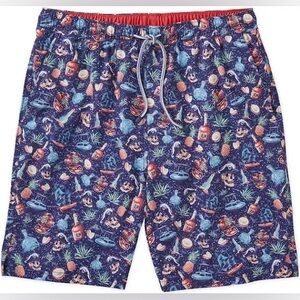 Peter Millar Ship Faced Swim Trunks with matching koozie